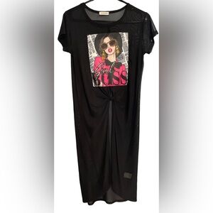 Occasion Tops | Occasion Black Transparent Mesh Top | Color: Black size:M